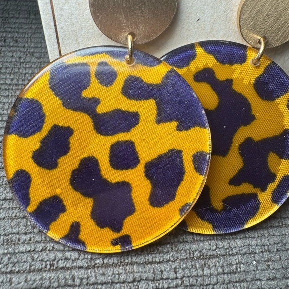 Chic Gold and Blue/dark purple dangle Earrings - Picture 3 of 3